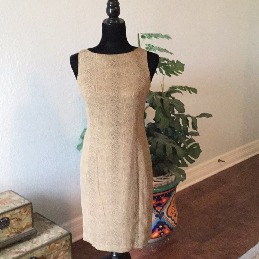 Liz Claiborne Fitted Camel Snake Print Dress